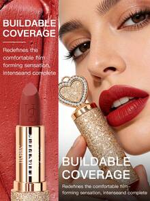 USHAS哑光唇膏，12种颜色可选，持久防水，滋润保湿，不粘腻，心形唇膏管设计，适合所有肤色 - #03 - 查看 4