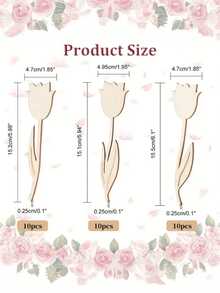 12pcs/24pcs/30pcs Wooden Flower Decor Pieces, Rose Design And Spring Floral Theme. These Decorative Pieces Can Be Used To Make Wooden Holiday Gifts, Suitable For Christmas, New Year, Thanksgiving, Easter, Valentine's Day, Birthday, Wedding Party Decoration, Home Decor, Outdoor Decor, And Also As Craft Supplies. - Multicolor - View 15