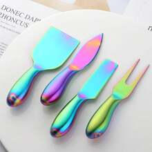 4 piezas de herramientas para queso, cortador de queso dorado, cuchillo, ralladores de queso creativos, herramientas de cocina, espátula para pasteles, cuchillo para mantequilla, set de queso - Oro-B - Ver 2