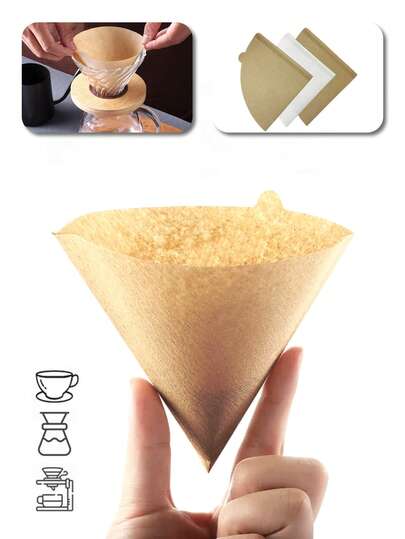 V-Shaped Pour Over Coffee Filter Papers, Made Of Natural Wood Pulp Conical Filter Paper, Funnel-Shaped Drip Filter Paper, Easy To Use, Home Drip Coffee Powder Filter Paper, Filter Cup Filter Paper, Upgraded Design, Paper Funnel Filter Bag, Conical Coffee Filter Paper, Suitable For Coffee Powder Filtration, Outdoor Travel, Coffee Extraction, Home Use, Household Essentials, Party Supplies, Coffee Shops, Coffee Accessories
