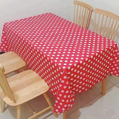1pc Disposable Colorful Polka Dot Tablecloth, Waterproof And Oil-Proof, Party Decoration Tablecloth For Home, Outdoor Picnic, PEVA Tablecloth