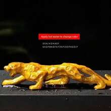 Figura de mascota de leopardo dorado que de color, decoración de salpicadero de coche de dinero de la suerte, regalo creativo de ceremonia delé, artesanía premium - 1 pieza - Ver 1