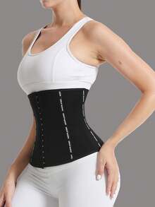 1件装女士运动束腰带，新款时尚吸汗腰带，健身腰部支撑，运动束腰带，双层束腰带，紧致塑腰带 - 黑色 - 查看 13