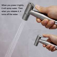 1pc Stainless Steel Handle Spray Nozzle, Suitable For Bathroom, Kitchen And Toilet Cleaning