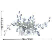 1pc Handmade Crystal & Pearl Bridal Hair Comb, Wedding Bride Updo Hairstyle Decor Accessory - Multicolor - View 8