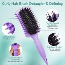 Curl Defining Brush, Curly Hair Brush Products For Effortlessly Detangling Shaping And Styling Women'S Men'S Curls On All Wet Or Dry Hair Types, Reduces Frizz - ColorD - View 2