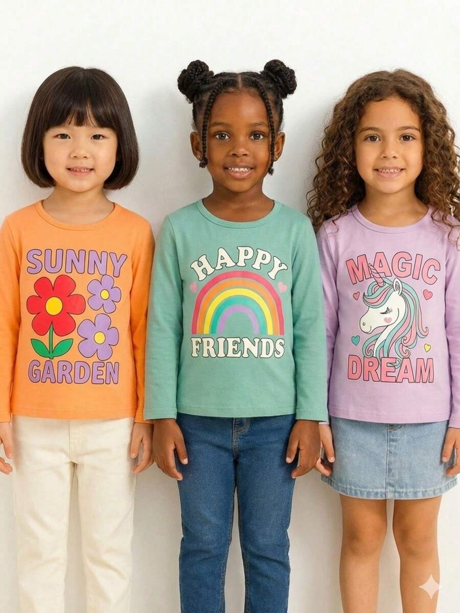 Set Of 3 Assorted Girls' T-Shirts - 長篇漫畫 - 查看 1