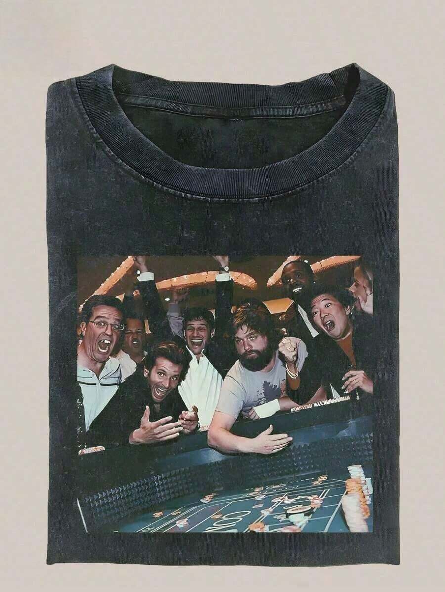 Vintage The Hangover Playing Poker Crewneck T-Shirt, Funny TheHangover Movie Tee Gift For Boyfriend Menswear Top Streetwear, Soft And Comfortable - Black - View 1