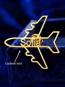 Customized Personalized Airplane Badge - Custom Name/Initial/Text, Aviation Pin Brooch, Suitable For Pilots, Crew Members And Travelers, Flight Number/Call Sign Holiday Gift - Multicolor - View 1