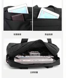 Nuevo maletín de tela Oxford para hombre, gran capacidad, uso comercial y oficial, bolso de lona para hombro, bolso bandolera, bolso para portátil para hombre - Verde Oscuro - Ver 7