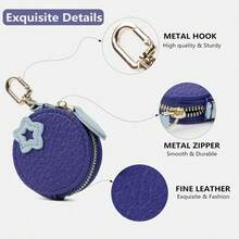 Unisex Cute Fruit PU Leather Keychain Coin Purse Earphone Holder - Blueberry Purple - Multicolor - View 5