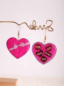 Ladies' New Cute Cartoon, Fashionable Jewelry, Heart-Shaped Gift Box, Valentine's Day Gift, Acrylic Resin Animal Lover Pendant, Ladies' And Girls' Earrings, Summer And Winter Vacation Beach Party Gifts, Couple Gifts, Valentine's Day Earrings - Multicolor - View 2