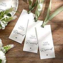 10/20pcs Wedding Chair Reservation Cards With Ribbons, Reserved Seat For Ceremony And Party Events, Perfect Party Supplies (Green/Beige Available) - Multicolor - View 1
