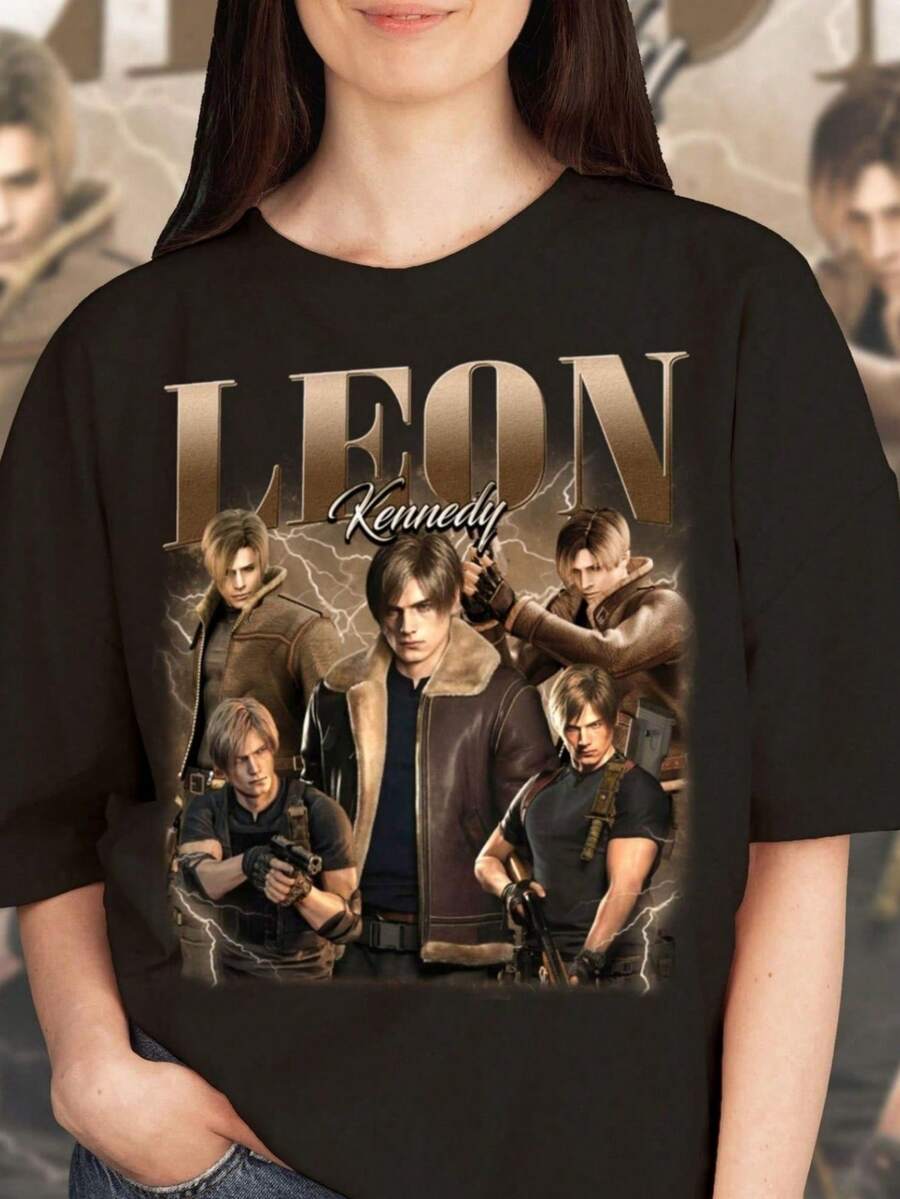 Limited Leon S Kennedy Vintage T-Shirt Gift For Women And Man Unisex T-Shirt - 黑色 - 查看 1