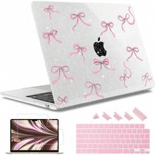 For MacBook Air 13.6 Inch Case A3240 M4 A3113 M3 A2681 M2 With Retina Dispaly, 2025 2024 2023 2022 Release, Plastic Hard Shell Case With Screen Protector & Keyboard Cover, Chalk Pink Bow - 豹紋 - 查看 11