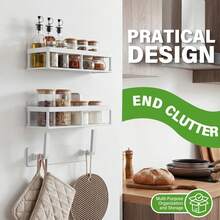 Wall Mounted Floating Shelf, Detachable Storage Rack,No Drill Shelves For Wall,Floating Shelves Damage-Free Expand Walls Space For Living Room Kitchen Bathroom - White - 2pcs - View 8