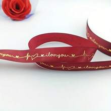 1 pieza 30,5 yardas de cinta de poliéster con impresión de lámina de oro, adecuada para cajas de dulces, ramos y regalos, perfecta para arreglos florales del Día de San Valentín y embalaje de pasteles, con lazo y cinta - Multicolor - Ver 7