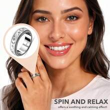 1pc Platinum Plated Silver Ring, , Helps Relieve Anxiety, Suitable As Engagement, Anniversary, Wedding, Birthday Gift Or Expression Of Love