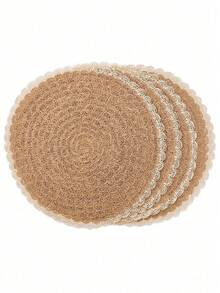 1/4/6/12 件装波西米亚风纸质圆形餐垫，波浪蕾丝边，防滑耐热，适用于餐桌，适合日常、节日、家庭聚会、圣诞派对、餐桌、咖啡桌、家居装饰，四季皆宜（注意：餐垫材质为纸，不可水洗）