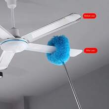 12 Feet Long Handle Microfiber Ceiling Fan Dust Collector - Reusable, Machine Washable, Extra Long Slanted Blades, Detachable Brush Head, Perfect For Living Room Cleaning, Dust Removal Tool | Efficient Cleaning | Microfiber Head, Duster For Cleaning