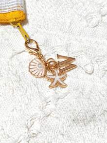1pc Bohemian Style Gold Letter Keychain With Shell And Starfish Decoration, A-Z Letter Options, Suitable For Holiday And Beach Themes - Multicolor - View 16