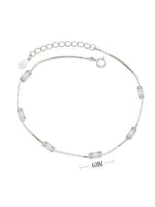 Luxury Riviera Baguette Bracelet, Gold/Silver Plated | Copper Base | Colored Cubic Zirconia | 18cm + 5cm Adjustable | With Pouch - 透明的 - 查看 4