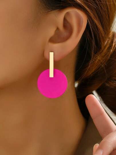 1 par de pendientes de mujer de moda minimalistas con diseño geométrico