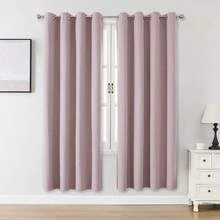 1pc/2pcs Linen-Like Blackout Curtains, Available In Multiple Sizes For Bedroom, Living Room, Home Theater, Dining Room, With Tie-Back Curtain Panels - Dusty Pink - View 25