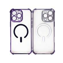 1 件全新简约电镀四角防摔磁吸无线充电手机壳适用于 Apple 16 ProMax/15/14 Pro/13/12/11/XR/XSmax/8、Galaxy S25 系列、S24 系列、S23 系列、S22 系列、A05、A35、A55 保护套防水防震防刮