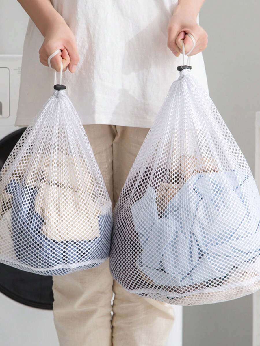 1pc Washing Machine Drawstring Laundry Bag With Rope Stopper, Exquisite Laundry Bag To Prevent Clothing Deformation. Machine Wash Specific, Thickened Mesh Bag, Laundry Mesh Bag Bundle Pocket. Laundry Storage And Organization, Storage&Organization Products, Home&Daily Necessities - Multicolor - View 1