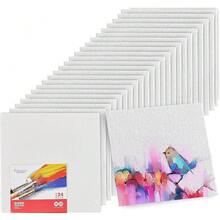 Canvases For Painting - Pack Of 24, 4 X 6 Inch Blank White Canvas Boards - 1OO% Cotton Art Panels For Oil, Acrylic & Watercolor Paint - 4x6吋-24片 - 查看 1