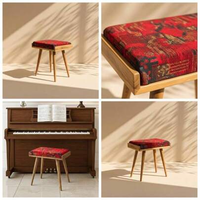 Walnut Ottoman Stool Living Room Versatile As A Piano Bedroom Functional Footstool