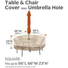 Classic Accessories Veranda - Juego de Mesa y Silla Cuadrada Resistente Agua de 66 Pulgadas con Agujero para Paraguas, Cubierta de Mesa para Exteriores(default) - Multicolor - Ver 4