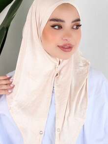 1pc Instant Triangle Hijab, One-Piece Button Headscarf. Quick Wrap, Non-Slip. No Undercap, No Folding. Suitable For Hijab Outfit, Daily Wear, Prayer, And Outings