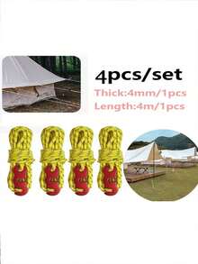 4 PCS Night Reflective Rope Tent Windproof Rope, High-Strength Lightweight Aluminum Wire Adjuster, Windproof Rope Buckle, Suitable For Securing Waterproof Fabric, Camping Tents, And Outdoor Packaging. 4-Meter Long Camping Rope. - Multicolor - View 10