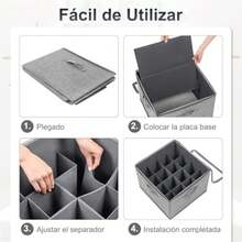 CYPNZapatera Organizador Caja de Almacenamiento de Zapatos 16 Compartimentos de Gran Capacidad de Zapatos se Puede Caja de Almacenamiento a Prueba de Polvo Domestica GrisFashion - Gris - Ver 7