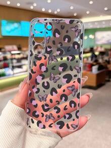 1pc Leopard Print Butterfly Painted Thick Shockproof Transparent Phone Case, Compatible With Samsung Galaxy S26/S26PLUS/S26 Ultra, S25/S25PLUS/S25 Ultra, A17/A07/A16/A36/A26/A56/A50/A12/A32/A52/A72/A51/A21S/A13/A14, S24/S24PLUS/S24Ultra, S22/A52/A53/A54/A55, 11/12Pro/12/12X/13Pro/14Pro/15Pro, Redmi 10/9/Note9/12c/Note11pro/Note8Pro