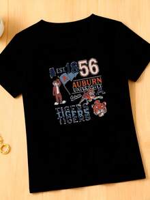 Auburn Tigers White Multi Short Sve T Shirt, White - Đen 3 - Xem 3