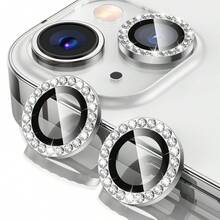 1set Camera Lens Protector Film Compatible With Apple 17/17pro/17promax/16/16pro/16plus/16promax/16 14 Pro 6.1 Inch /14 Pro Max 6.7 Inch, Embedded Artificial Diamond Shiny Camera Cover Tempered Glass Compatible With Apple 14 Pro Max /14 Pro/15/15Promax/15Pro [Perfect Fit] - Silver - View 24