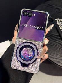 1pc Electroplated Rhinestone Glitter Liquid Quicksand Phone Case, Suitable For Samsung Galaxy Z Flip7, Galaxy Z Flip6, Galaxy Z Flip5, Compatible With Galaxy Z Flip7 FE, Galaxy Z Fold7, Z Fold6, Z Fold5, Z Fold4 - Multicolor - View 43