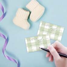 DDiaper Raffle Game Kit - 50 Diaper Raffle Tickets With 1 Standing Sign - Minimalism Green Gingham Diaper Raffle - Baby Shower Gender Neutral Gender Reveal Party Decorations And Plies - A09 - As Pic - View 4