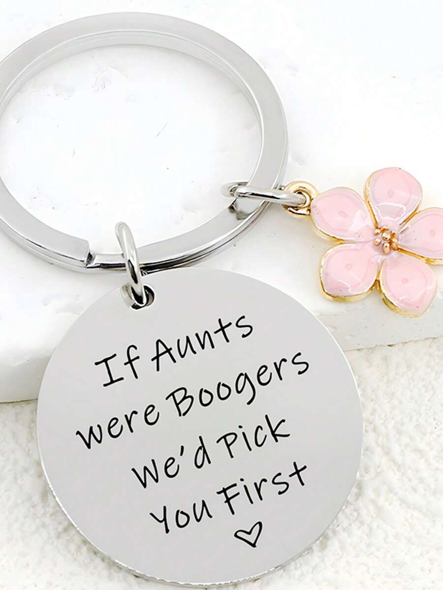 1pc Aunt Keychain, Ideal Gift For Family, Keyring Pendant, Bag Charm - Multicolor - View 1