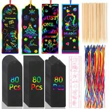 CYPN240 Pcs Arte Para Rascar Magic Scratch Art Paper Separador Papel de Rascar Arcoíris con 20 Plantillas de Dibujo Libros para Colorear Premios Escolares Juguetes para Fiestas InfantilesFashion - como en la foto - Ver 1