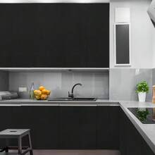 40cm X 5m Black Wood Grain Vinyl Contact Paper, Self-Adhesive Plastic Wrap, Wallpaper For Furniture, Countertops, Kitchen Shelves, Cabinets - Black - View 9