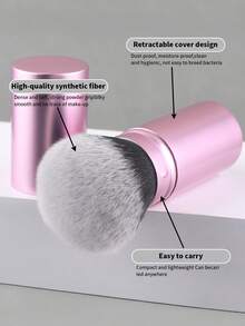 1pc Extendable Foundation Makeup Brush, Soft Bristles, Easy To Apply,Giveaways - Pink - View 4