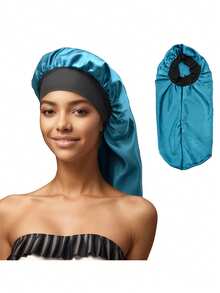 Women's Satin-Lined Sleep Cap With Elastic Band, Multiple Colors Available, Soft Polyester Knit Lining, Suitable For Long Hair, Women's Sleep Cap, Solid Color Sleep Cap, Suitable For Bathing And Sleeping, Applicable For Spring, Summer And Autumn Sleep Bonnet,Beach,Hat,Holiday,Travel - Multicolor - View 14