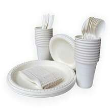 CYPNHerbolare Party Pack Vajilla Desechable Ecológica de 20 Piezas c/u 100% Biodegradable y Compostable Platos Vasos Tenedores Cuchillos y Cucharas Hecha de Fibra de Tapioca y Papa Zero WasteFashion - 227700366 - Ver 9