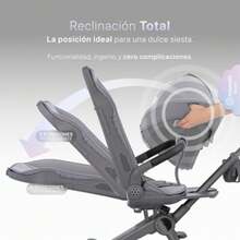 JCH-ESQUIMAL Carriola para Bebé Ligera Portátil Plegable con Asiento Giratorio 360° Reclinable a 3 Posiciones Portavasos Removible Gris - Beis - Ver 4