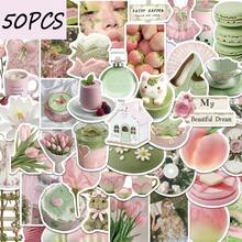 50pcs Early Summer Dream Pastel Ins Style Stickers, Suitable For Decorating Tablet Cases, Notebooks, Cups, Waterproof Stickers - Multicolor - View 12