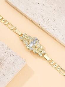 3pcs/Set Gelang Bunda Maria dengan Dekorasi Pilihan Warna, Desain Rantai Emas Enamel Zirkonia 3A, Perhiasan Wanita Gaya Religius, Gelang yang Dapat Diatur, Hadiah Pakaian Doa/Gereja Kristen, Bahan Tembaga yang Indah dan Tahan Lama, Pilihan Multi-Warna - warna - View 4